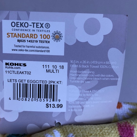 NEW Easter Kitchen Towels Let's Get Egg-cited SET OF 2 Towels Yellow White - Picture 10 of 16